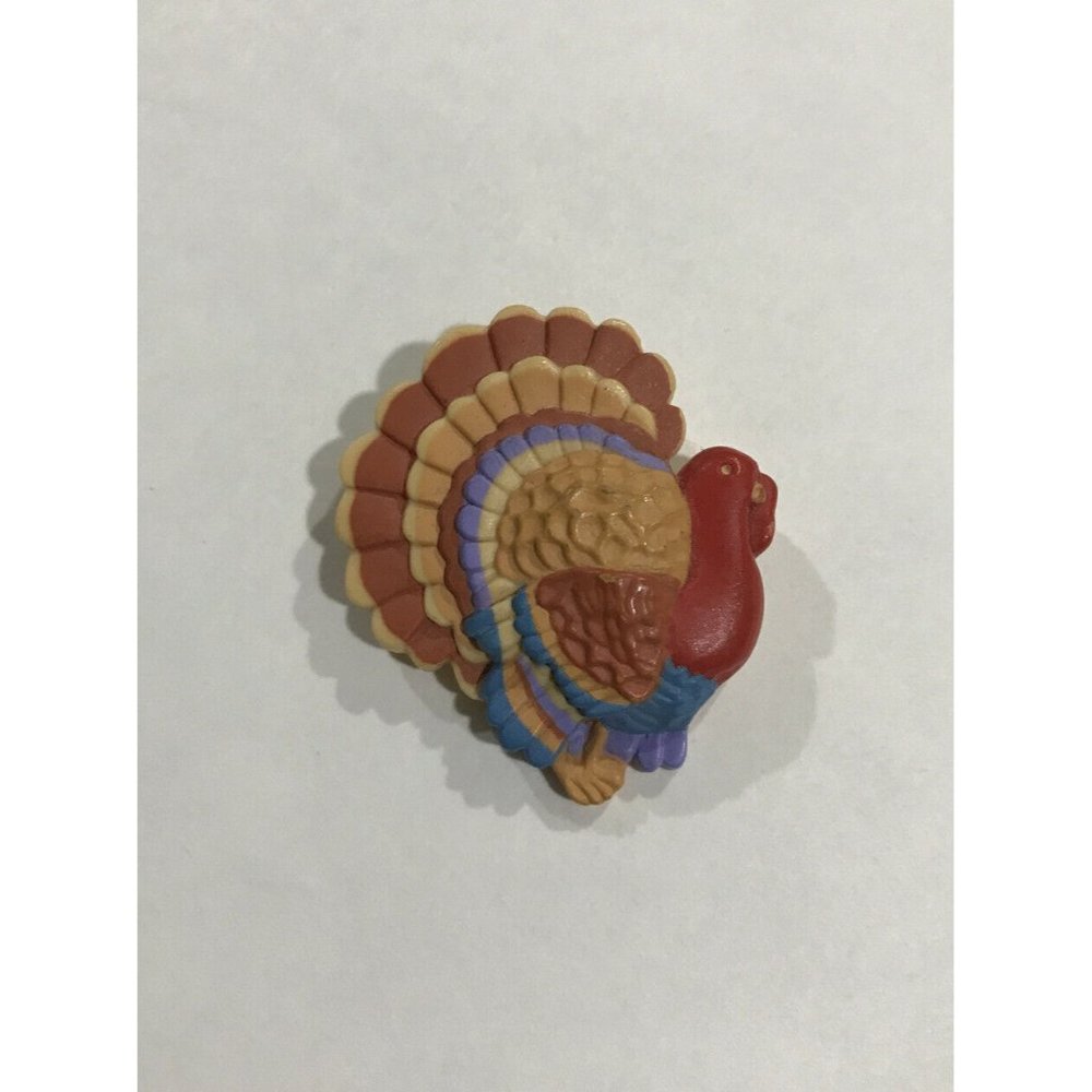 Fall Turkey Pin Brooch Vintage Thanksgiving Fall Hallmark Plastic Holiday